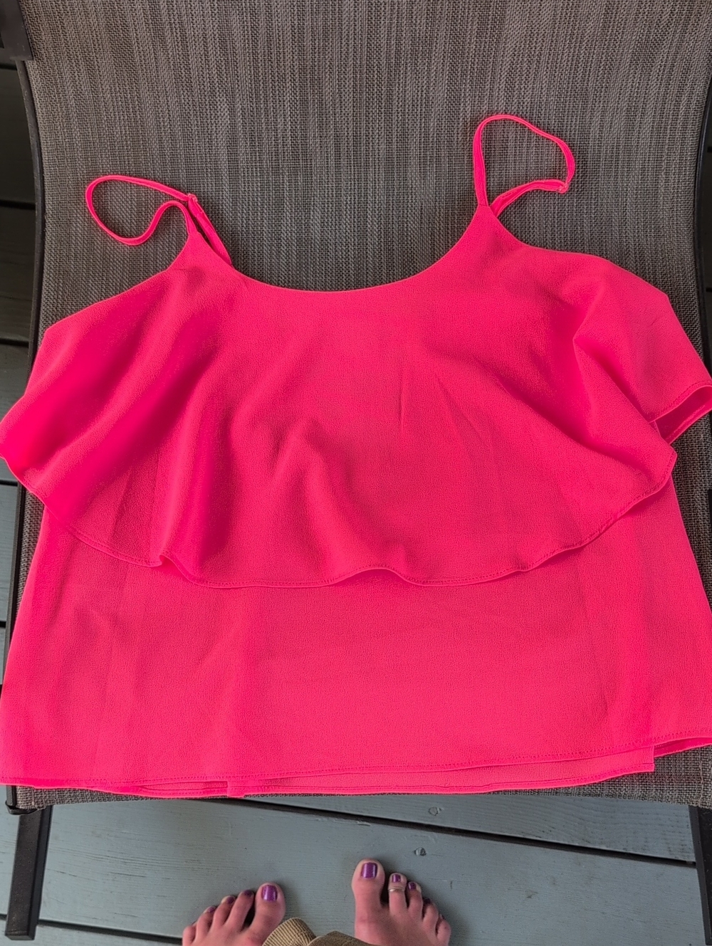 Paper Crane Neon Pink Ruffle Camisole